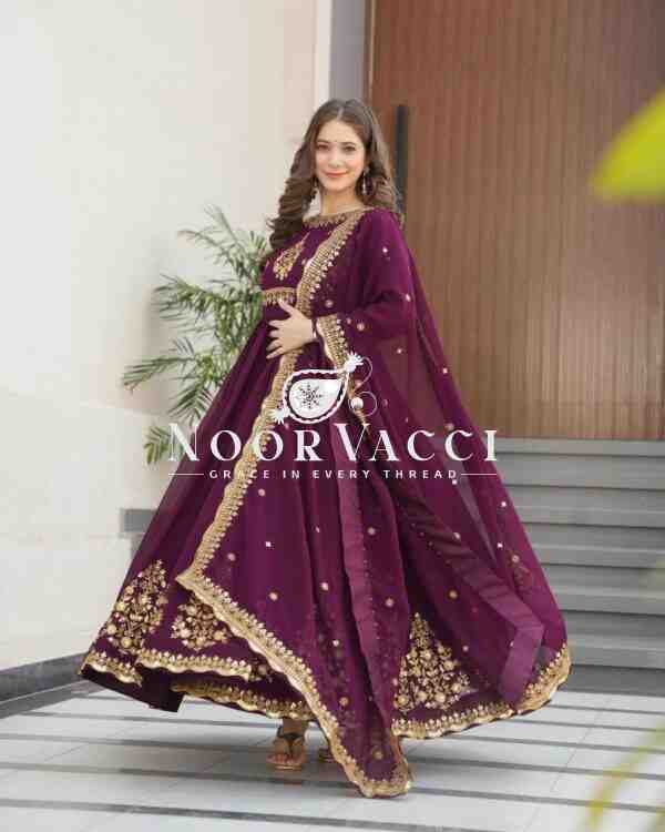 Fox Georgette Embroidered Gown with Dupatta – Party Ready Flair Design - Image 3
