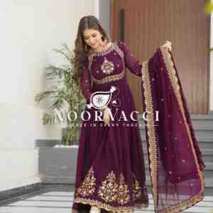 Fox Georgette Embroidered Gown with Dupatta – Party Ready Flair Design