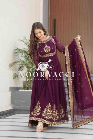 Buy Fox Georgette Embroidered Gown with Dupatta – Party Ready Flair Design
