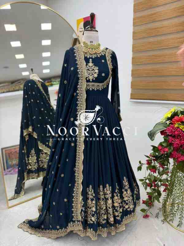 Fox Georgette Embroidered Gown with Dupatta – Party Ready Flair Design - Image 6