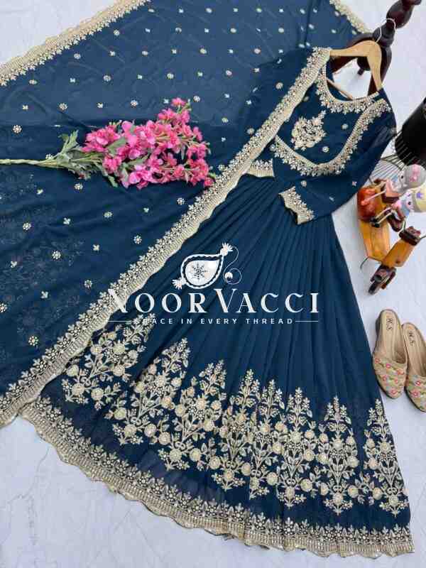 Fox Georgette Embroidered Gown with Dupatta – Party Ready Flair Design - Image 8