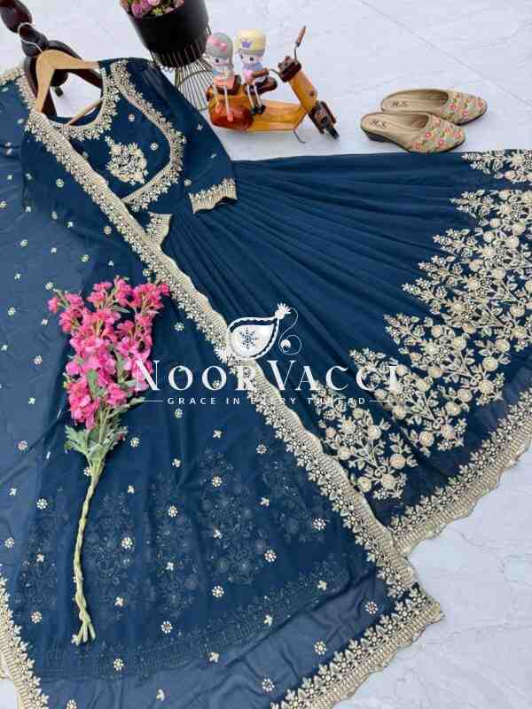 Fox Georgette Embroidered Gown with Dupatta – Party Ready Flair Design - Image 9