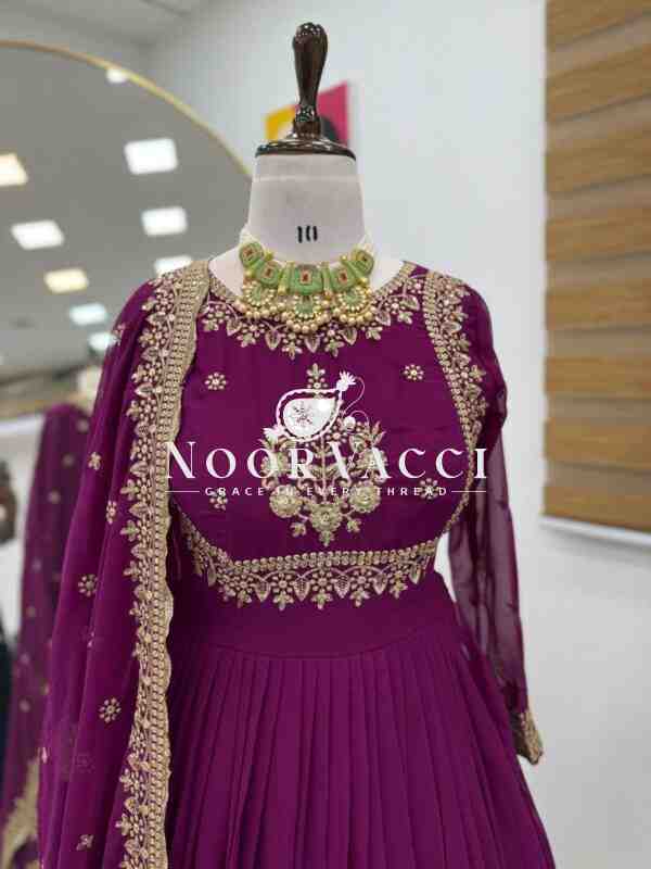 Fox Georgette Embroidered Gown with Dupatta – Party Ready Flair Design - Image 8