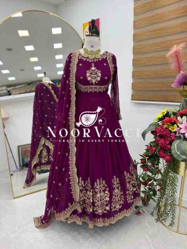 Fox Georgette Embroidered Gown with Dupatta – Party Ready Flair Design - Image 7