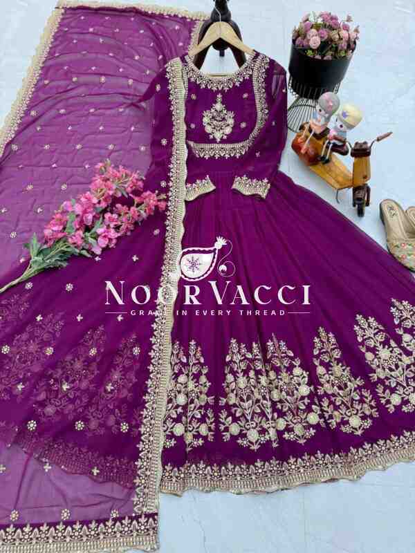 Fox Georgette Embroidered Gown with Dupatta – Party Ready Flair Design - Image 10