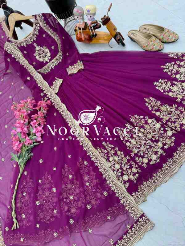 Fox Georgette Embroidered Gown with Dupatta – Party Ready Flair Design - Image 9
