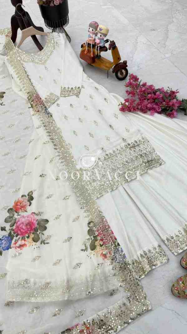 Chinon Embroidered Top with Sharara and Dupatta – Fully Stitched Party Wear Set - Image 6