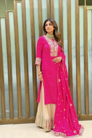 Buy Fox Georgette Embroidered Top with Sharara and Dupatta – Printed Party Wear Set
