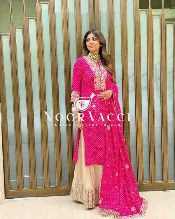 Fox Georgette Embroidered Top with Sharara and Dupatta – Printed Party Wear Set