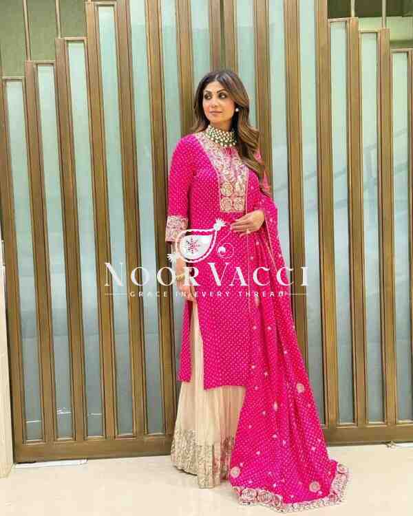 Fox Georgette Embroidered Top with Sharara and Dupatta – Printed Party Wear Set - Image 2