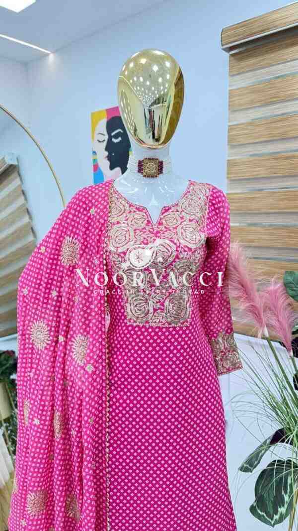 Fox Georgette Embroidered Top with Sharara and Dupatta – Printed Party Wear Set - Image 5