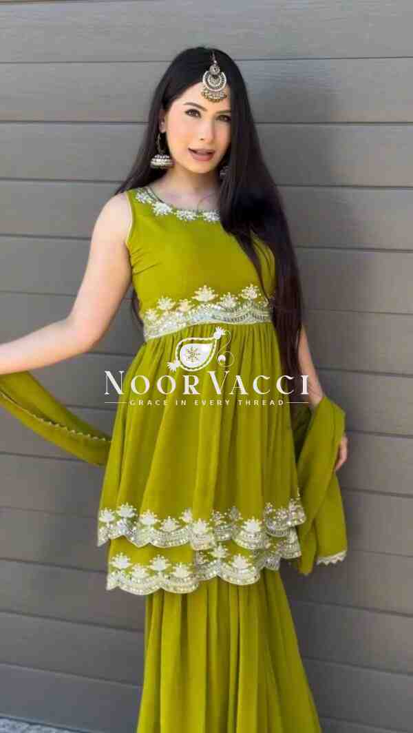 Fox Georgette Embroidered Plazo Set with Dupatta - Image 3