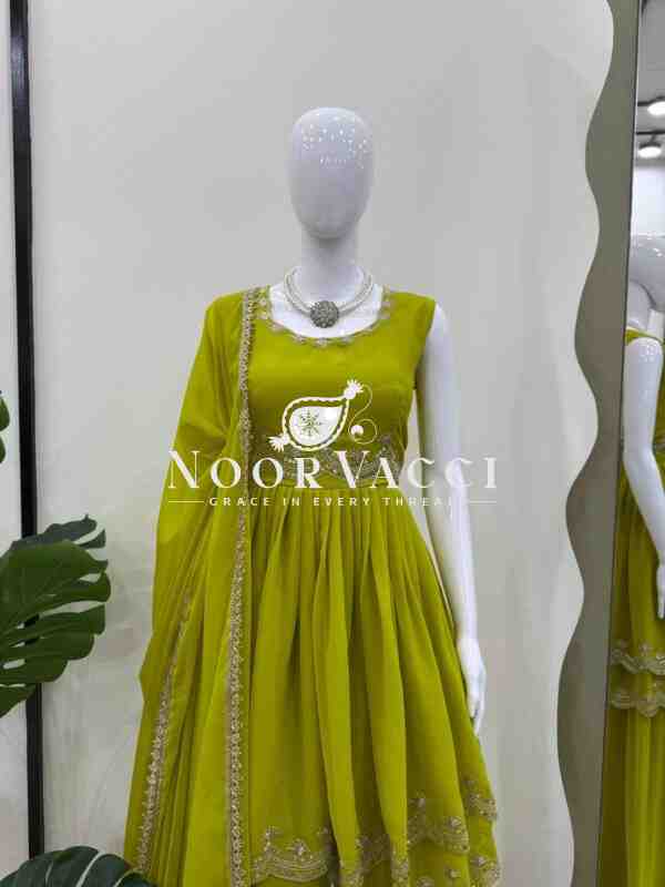 Fox Georgette Embroidered Plazo Set with Dupatta - Image 6
