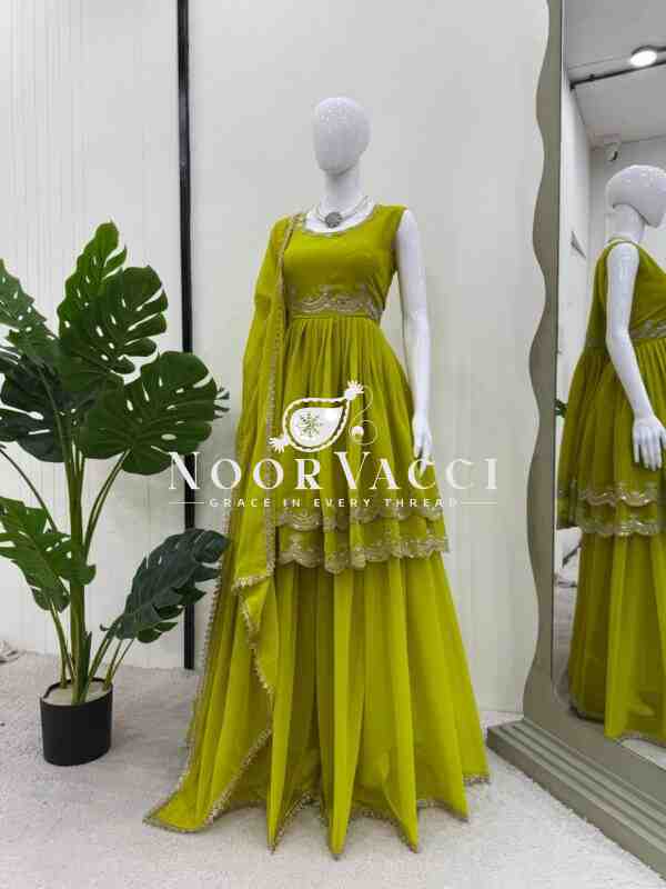 Fox Georgette Embroidered Plazo Set with Dupatta - Image 4