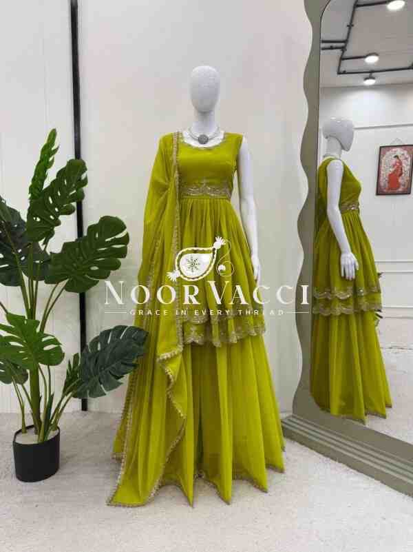 Fox Georgette Embroidered Plazo Set with Dupatta - Image 7