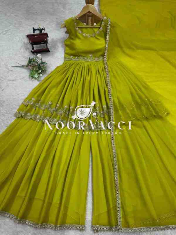 Fox Georgette Embroidered Plazo Set with Dupatta - Image 8