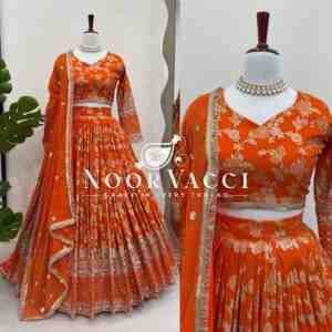 Semi-Stitched Jacquard Lehenga with Sequin Embroidery & Fancy Georgette Dupatta