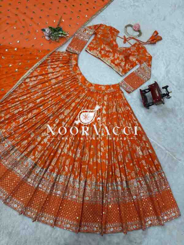 Semi-Stitched Jacquard Lehenga with Sequin Embroidery & Fancy Georgette Dupatta - Image 9