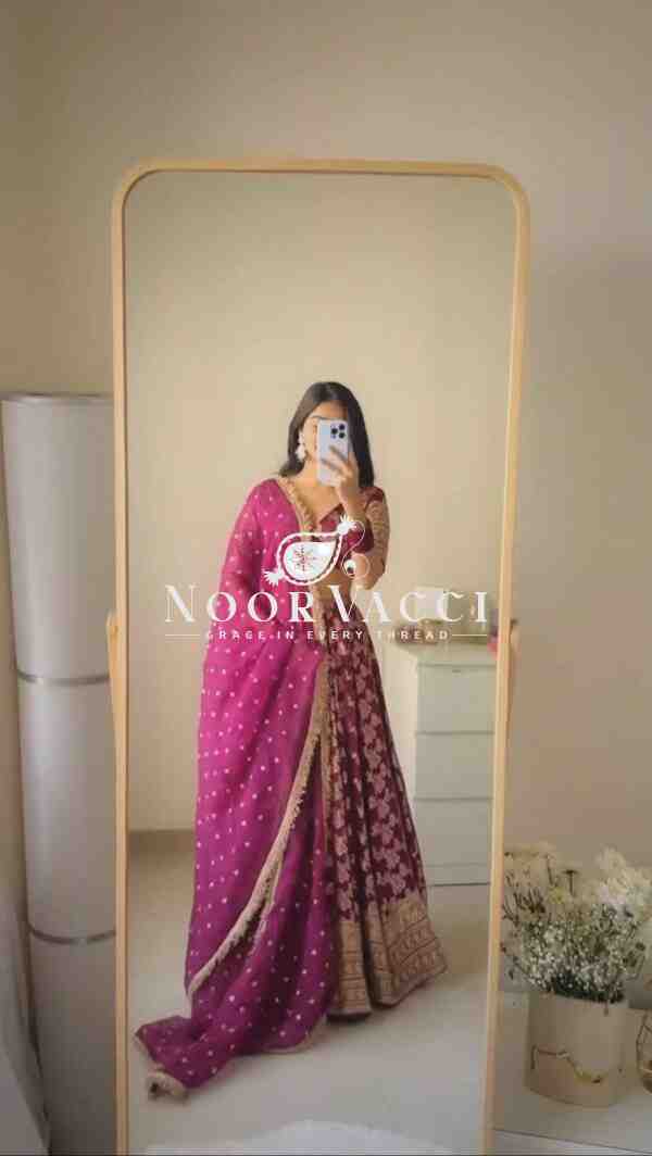 Semi-Stitched Jacquard Lehenga with Sequin Embroidery & Fancy Georgette Dupatta