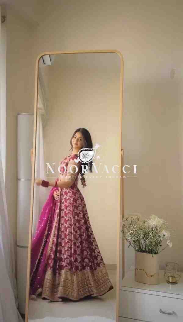 Semi-Stitched Jacquard Lehenga with Sequin Embroidery & Fancy Georgette Dupatta - Image 2