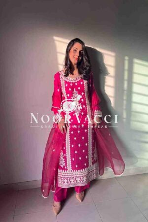 Buy Cotton Chain Embroidered Top with Pant and Dupatta Set