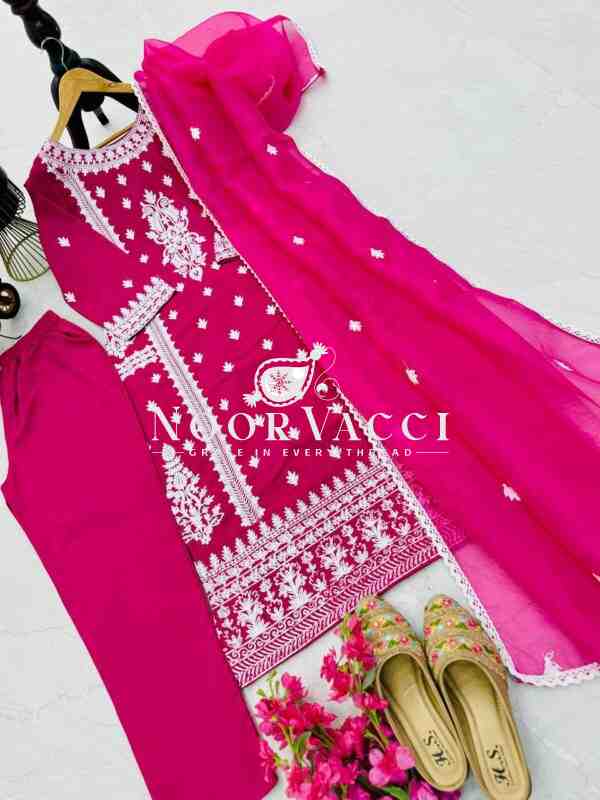 Cotton Chain Embroidered Top with Pant and Dupatta Set – Elegant Partywear - Image 6