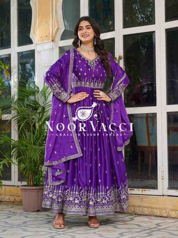 American Silk Embroidered Gown Set with Dupatta and Pant - Image 2
