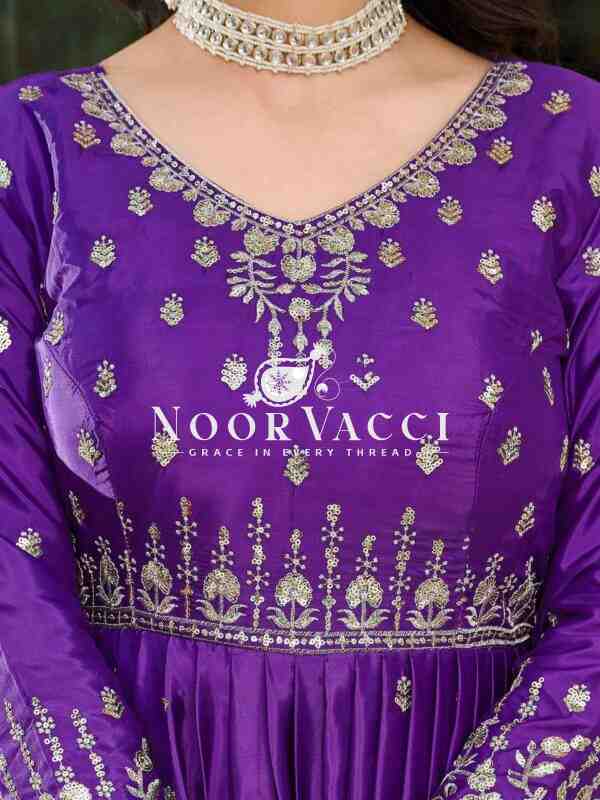 American Silk Embroidered Gown Set with Dupatta and Pant - Image 5