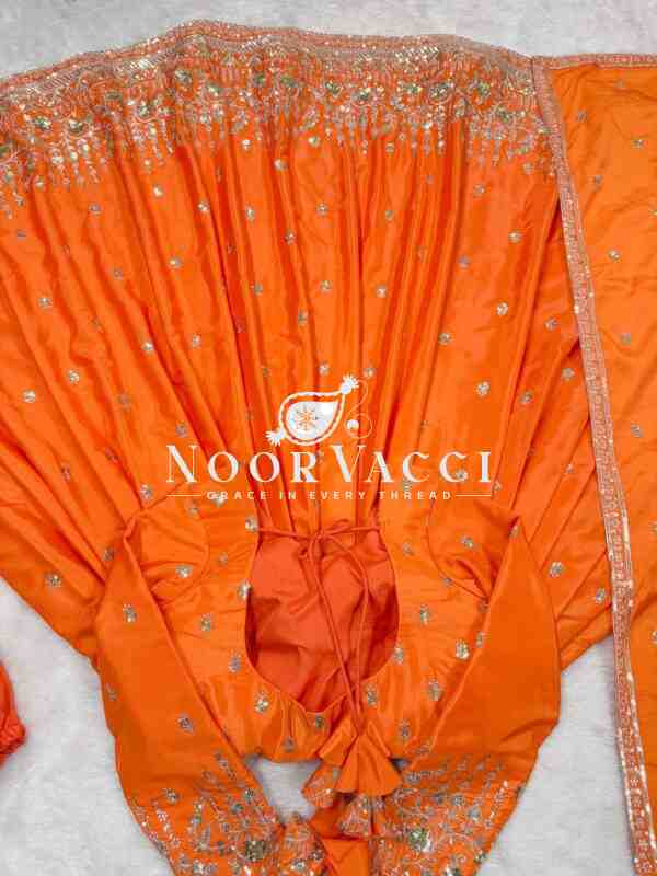 American Silk Embroidered Gown Set with Dupatta and Pant - Image 6