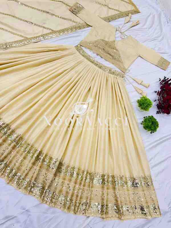 Chinon Silk Wedding Lehenga Choli with Heavy Embroidery & Dupatta – Semi Stitched - Image 6