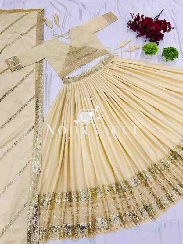Chinon Silk Wedding Lehenga Choli with Heavy Embroidery & Dupatta – Semi Stitched - Image 4