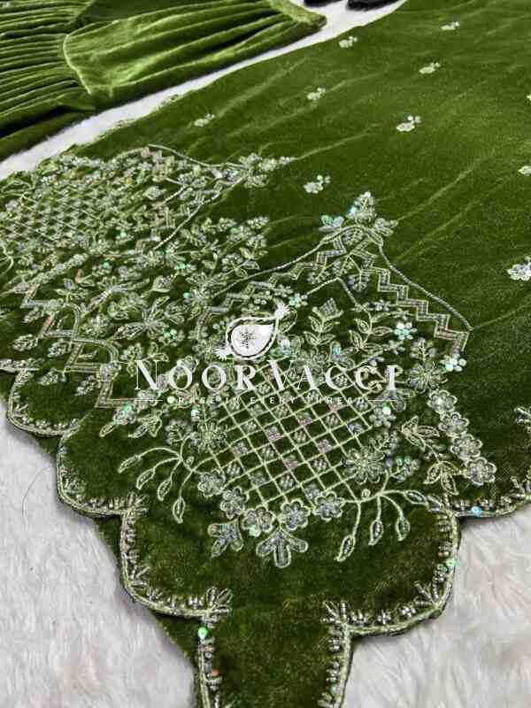 Premium Velvet Sharara Suit with Moti Hand Work & Sequence Embroidery - Image 6