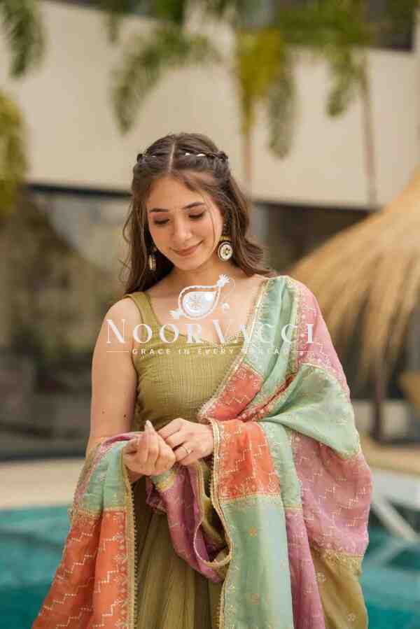 Jalpari Silk Plazo Set with Printed Dupatta and Lace Border - Image 4