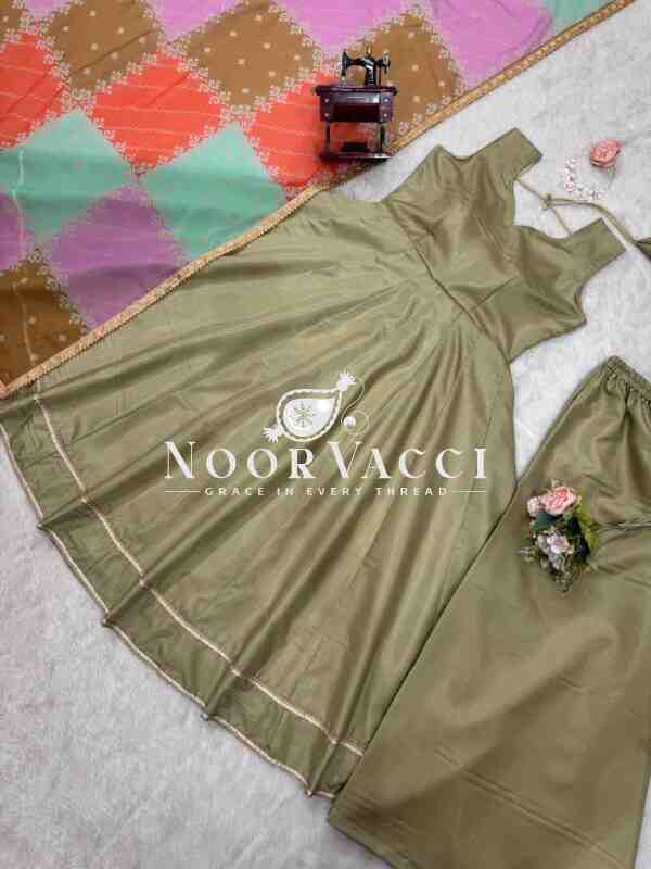 Jalpari Silk Plazo Set with Printed Dupatta and Lace Border - Image 7
