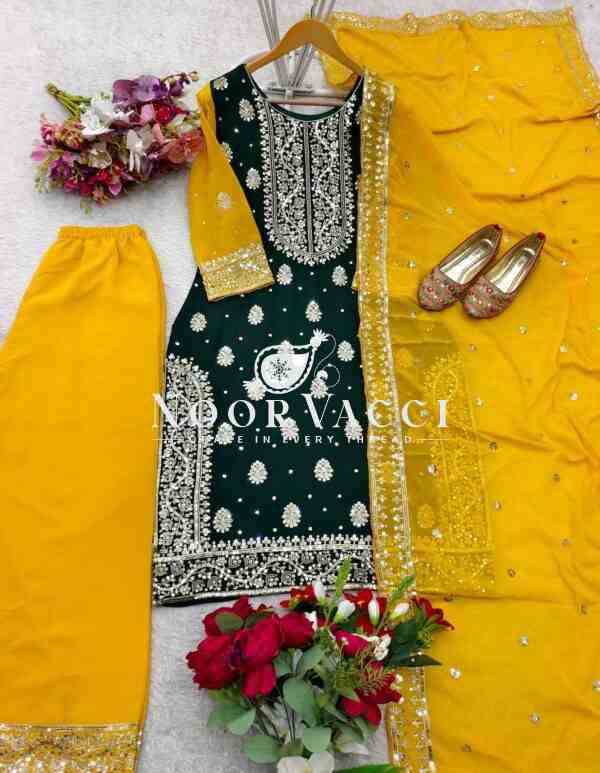 Fox Georgette Embroidered Top with Plazzo and Dupatta – Fully Stitched - Image 3