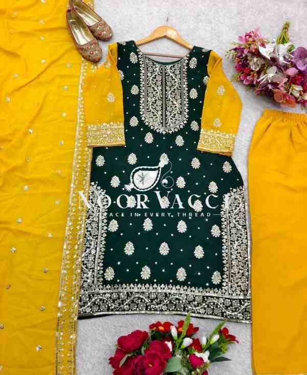 Fox Georgette Embroidered Top with Plazzo and Dupatta – Fully Stitched - Image 4