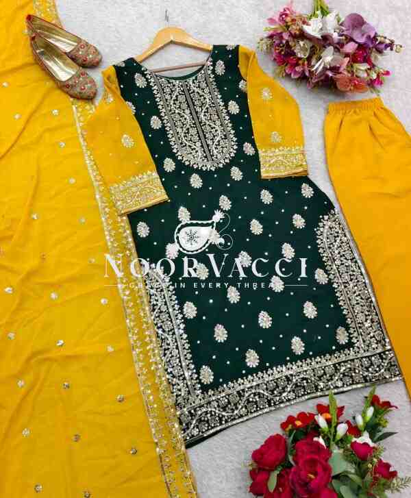 Fox Georgette Embroidered Top with Plazzo and Dupatta – Fully Stitched - Image 5