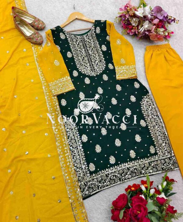 Buy Fox Georgette Embroidered Top with Plazzo and Dupatta – Fully Stitched - Image 5