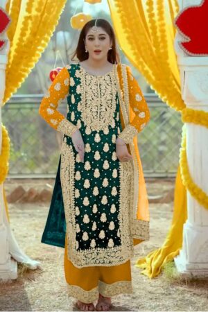 Buy Fox Georgette Embroidered Top with Plazzo and Dupatta – Fully Stitched