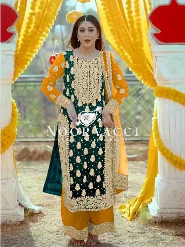 Fox Georgette Embroidered Top with Plazzo and Dupatta – Fully Stitched