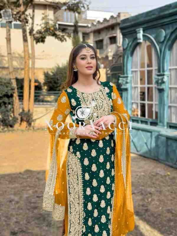 Fox Georgette Embroidered Top with Plazzo and Dupatta – Fully Stitched - Image 2