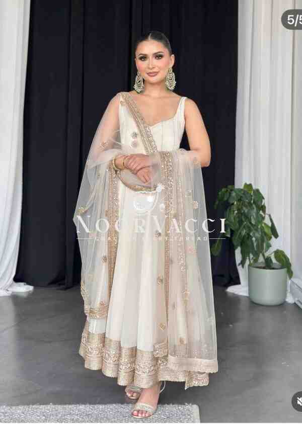 Fox Georgette Embroidered Gown with Pant and Dupatta – Fully Stitched - Image 2