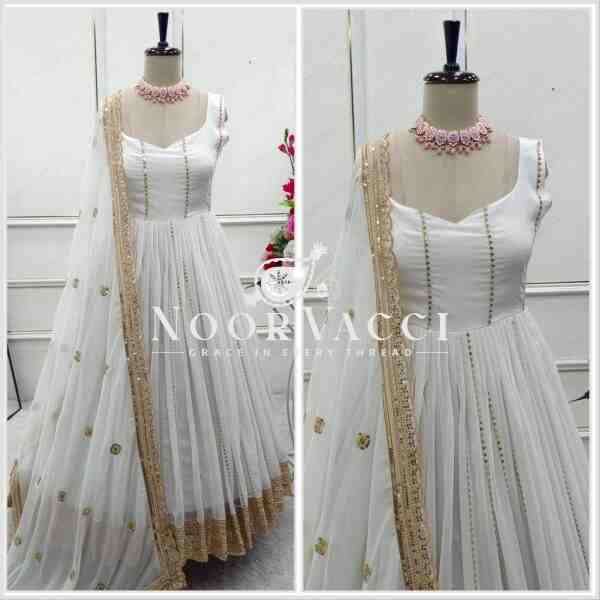 Fox Georgette Embroidered Gown with Pant and Dupatta – Fully Stitched - Image 3
