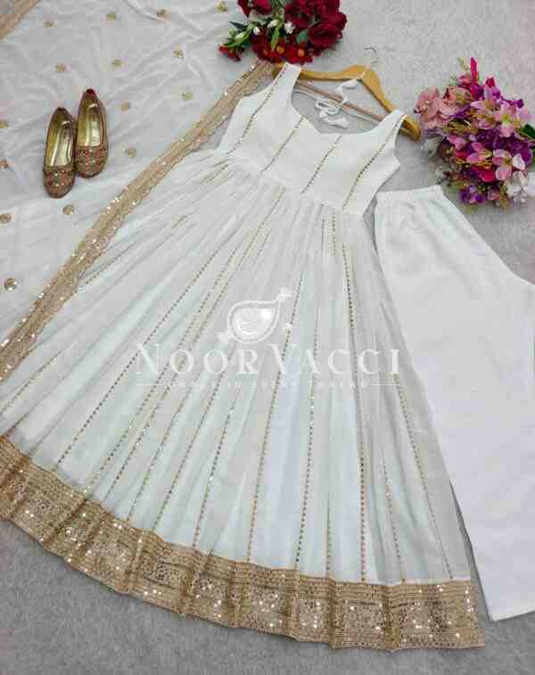 Fox Georgette Embroidered Gown with Pant and Dupatta – Fully Stitched - Image 10