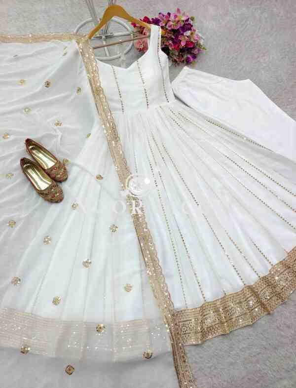 Fox Georgette Embroidered Gown with Pant and Dupatta – Fully Stitched - Image 14