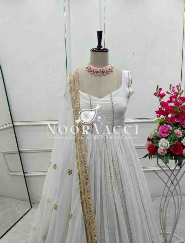 Fox Georgette Embroidered Gown with Pant and Dupatta – Fully Stitched - Image 12