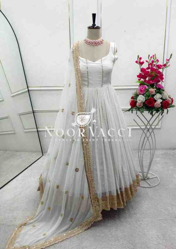 Fox Georgette Embroidered Gown with Pant and Dupatta – Fully Stitched - Image 13