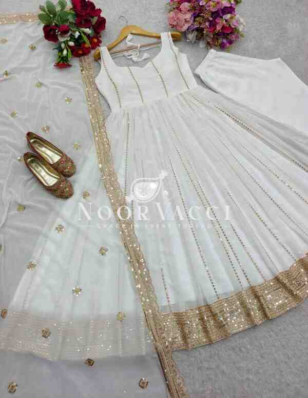Fox Georgette Embroidered Gown with Pant and Dupatta – Fully Stitched - Image 8