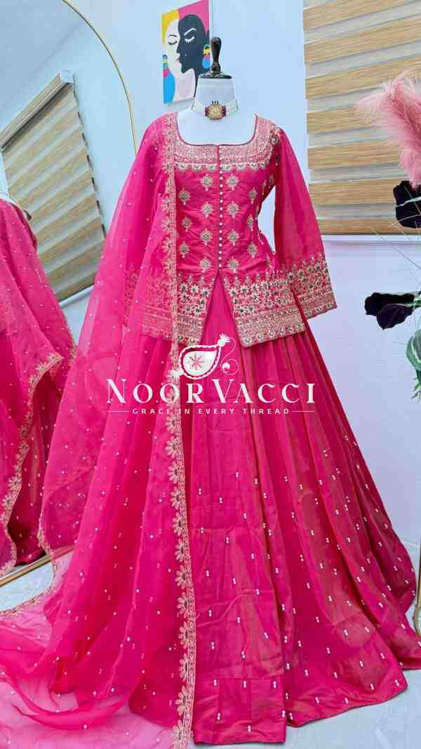 Simmer Silk Embroidered Top with Lehenga and Dupatta – Party Wear Set - Image 4
