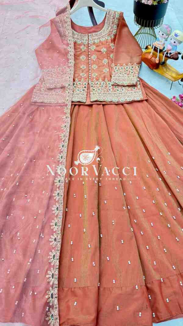 Simmer Silk Embroidered Top with Lehenga and Dupatta – Party Wear Set - Image 5